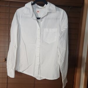 🔆Levi Basic Long Sleeve Classic Button Up White Shirt Size Small